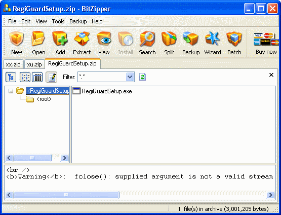 The main window of BitZipper