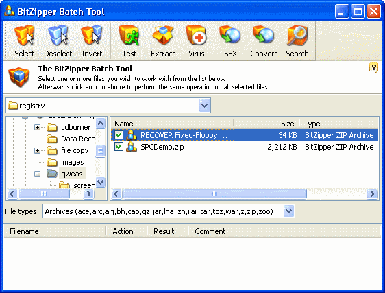 The window of BitZipper Batch Tool