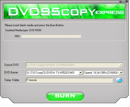 burn DVD - Dvd95Copy XPress