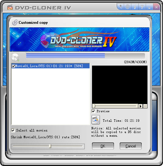 customize DVD copy screenshot of DVD-Cloner IV
