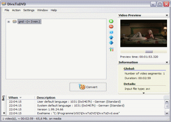 Screenshots of DivXToDVD