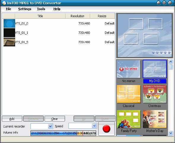 ImTOO MPEG to DVD Converter