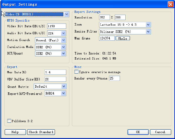 123 DVD Ripper  - Advanced Output Settings