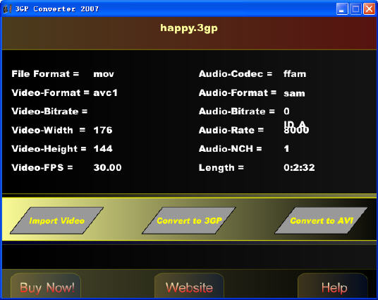3GP Converter 2007
  - Input settings