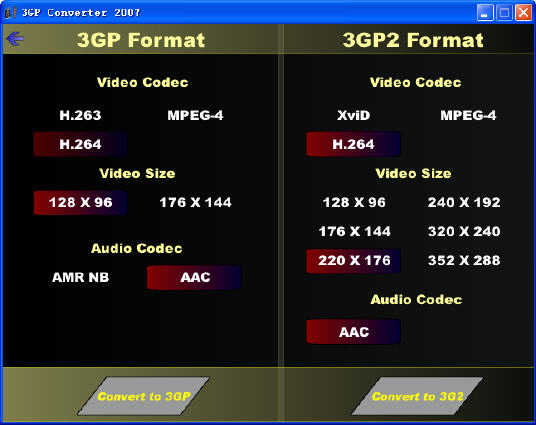 3GP Converter 2007
  - Output settings