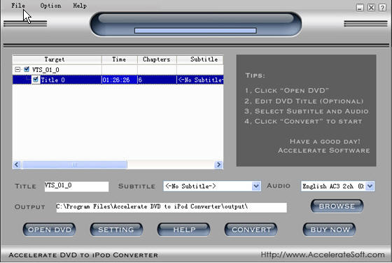 Screenshots of PQ DVD to iPod Video Converter