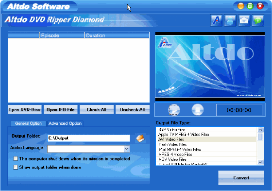 Main window - Altdo DVD Ripper Diamond