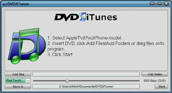 DVD2iTunes - Main window