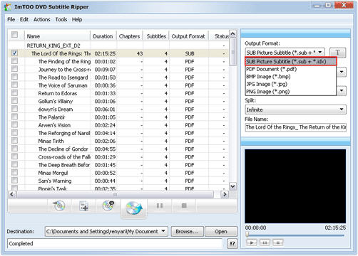 rip subtitles from DVD-Video disc, rip subtitle from VOB/SUB files