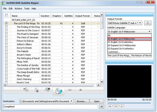 rip subtitles from DVD-Video disc, rip subtitle from VOB/SUB files