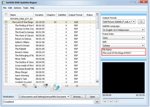 rip subtitles from DVD-Video disc, rip subtitle from VOB/SUB files