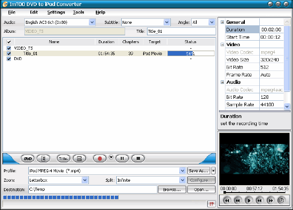 Convert - ImTOO DVD to iPod Converter