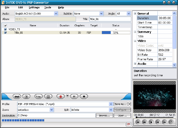 Convert - ImTOO DVD to PSP Converter