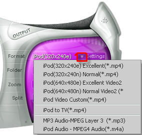 iSofter DVD to iPod Converter  - Output settings