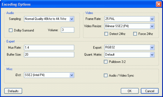 encoding options