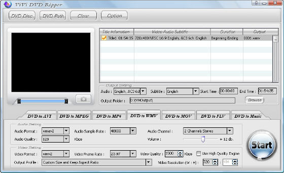 ViVi DVD Ripper - Main window