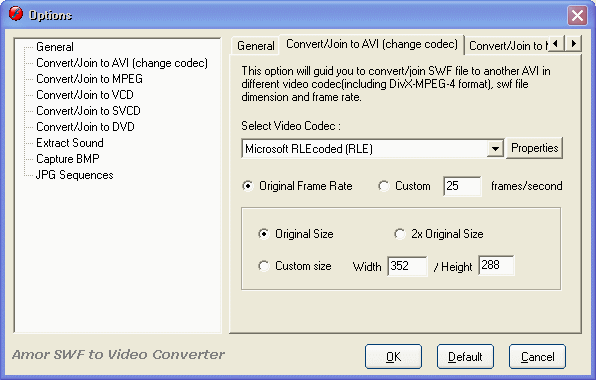 flash SWF to video converter option