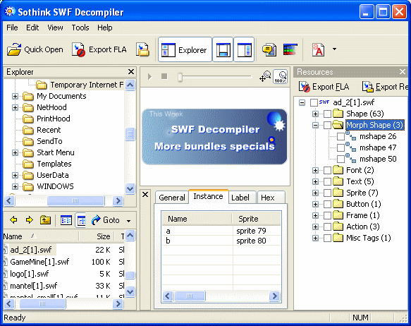 decompile flash, view flash - SWF Decompiler