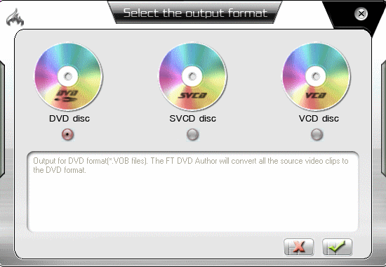 FTDVD Author - Select output format
