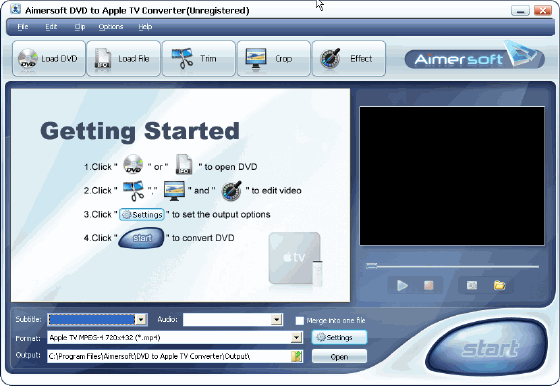 Screenshots of Aimersoft DVD to Apple TY Converter