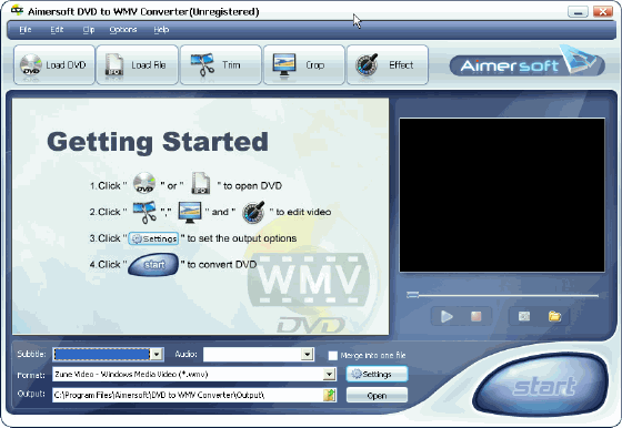 Screenshots of Aimersoft DVD to WMV Converter