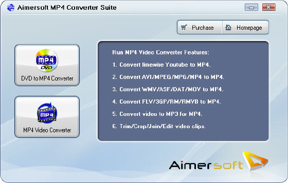 Aimersoft MP4 Converter Suite - Main window