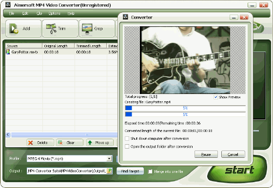 Aimersoft MP4 Converter Suite - Converting RMVB to MPEG-4 Movie