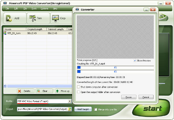 Aimersoft PSP Video Converter - Converting RM to PSP AVC Video Format