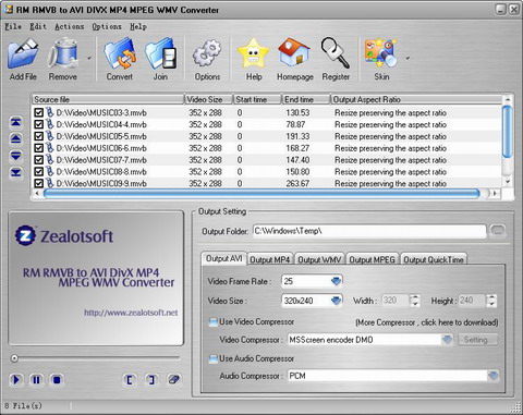 All RM RMVB to AVI DIVX MP4 MPEG WMV Converter - screenshot