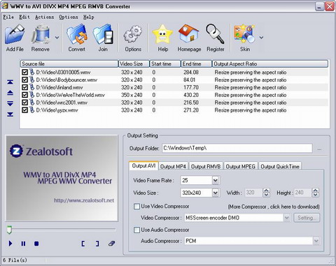 All WMV to AVI DIVX MP4 MPEG RMVB Converter - screenshot
