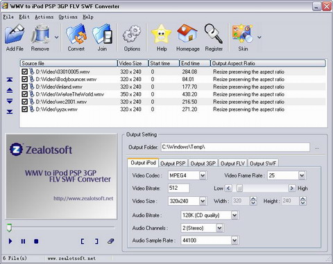 All WMV to iPod PSP 3GP FLV SWF Converter - screenshot