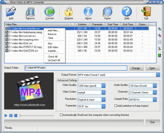 Allok Video to MP4 Converter