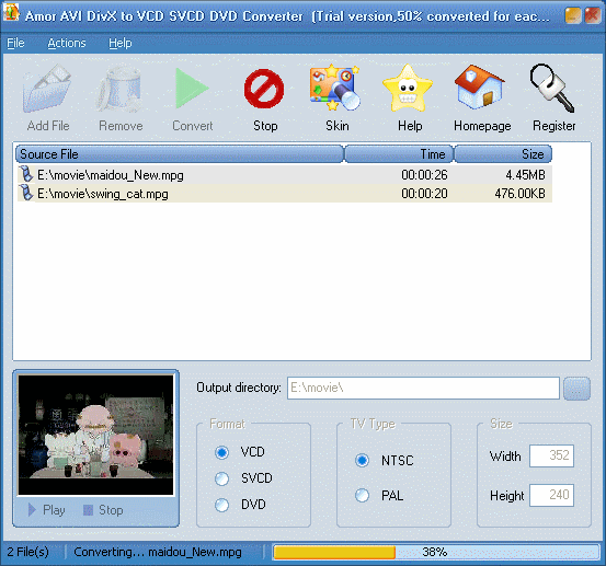 convert video - AVI DivX to VCD SVCD DVD Converter