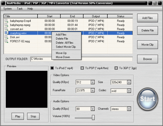 AoA iPod/PSP/3GP/MP4 Converter