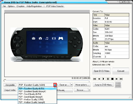 Avex DVD to PSP Video Suite