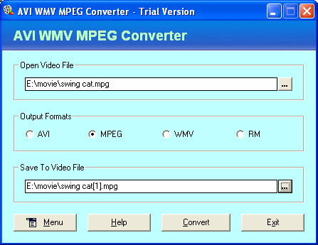 convert video to AVI/MPEG/WMV/RM file