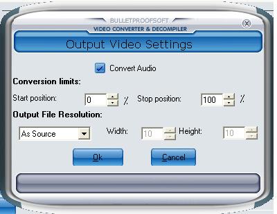 output video settings of converting audio