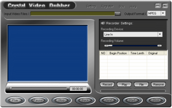 main interface - Crystal Video Dubber