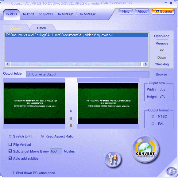 Cucusoft MPEG/AVI to VCD/DVD/SVCD Converter Lite