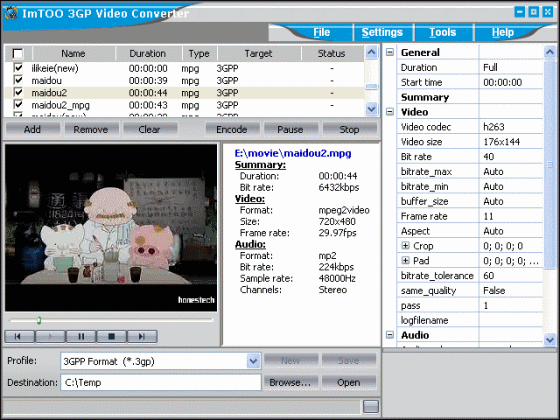 convert video to 3gp - ImTOO 3GP Video Converter