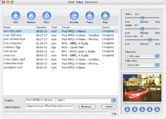 4Media iPod Video Converter for Mac - Main window