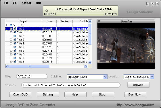 Lenogo DVD to Zune Converter  - Converting DVD movies to Zune video format