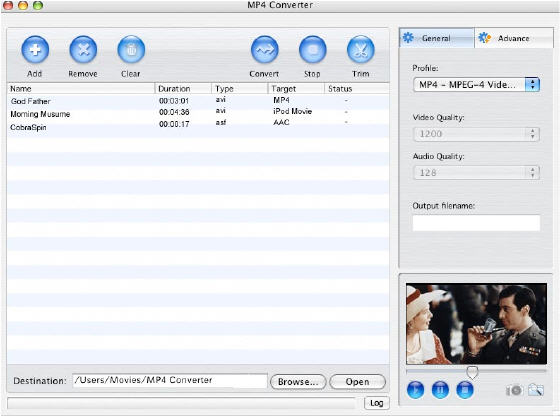 4Media MP4 Converter for Mac - Main window