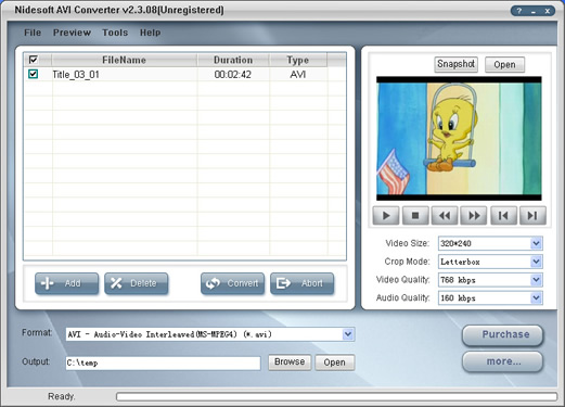 Nidesoft AVI Converter - screenshot