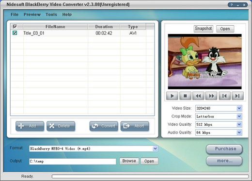 Nidesoft BlackBerry Video Converter - screenshot