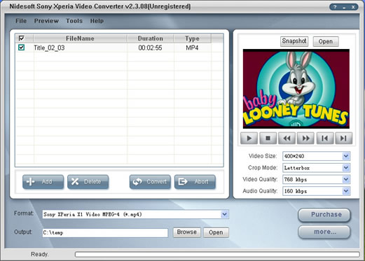 Nidesoft Sony XPeria Video Converter - screenshot