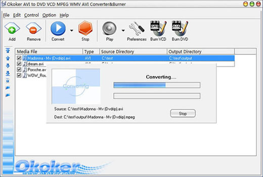 Okoker AVI to DVD VCD DIVX MPEG Converter&Burner