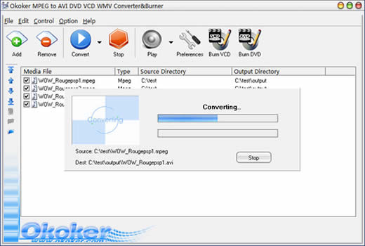 Okoker MPEG to AVI DVD VCD MPEG Converter&Burner