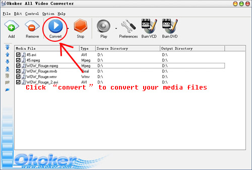 Okoker WMV to AVI DVD VCD MPEG Converter&Burner