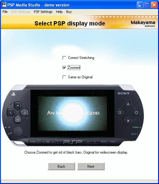 Select PSP display mode